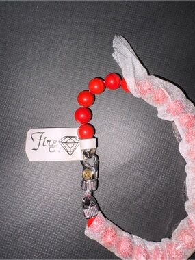 Red coral Bracelet with Silver Clasp